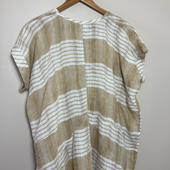 Anthropologie Akemi + Kin 100% Linen Tunic Oversized Coverup Sleeve Striped Sz M - Picture 10 of 14